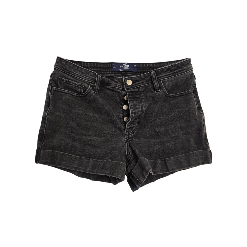 Hollister High Rise Mom Shorts 11 W30 Black‎ Vintage Stretch Button Fly Denim 3"